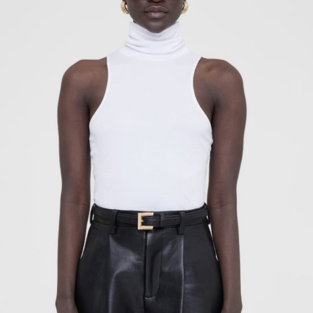 ANINE BING Jennie Turtle Neck Tank Top in White 🐇🤍